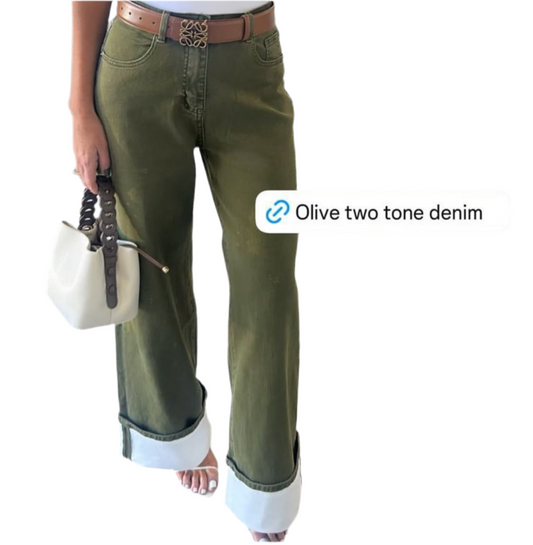 Olive two tone denim