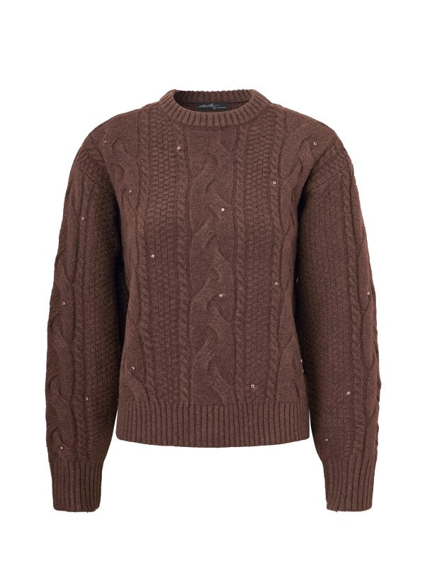 Mocha rhinestone sweater