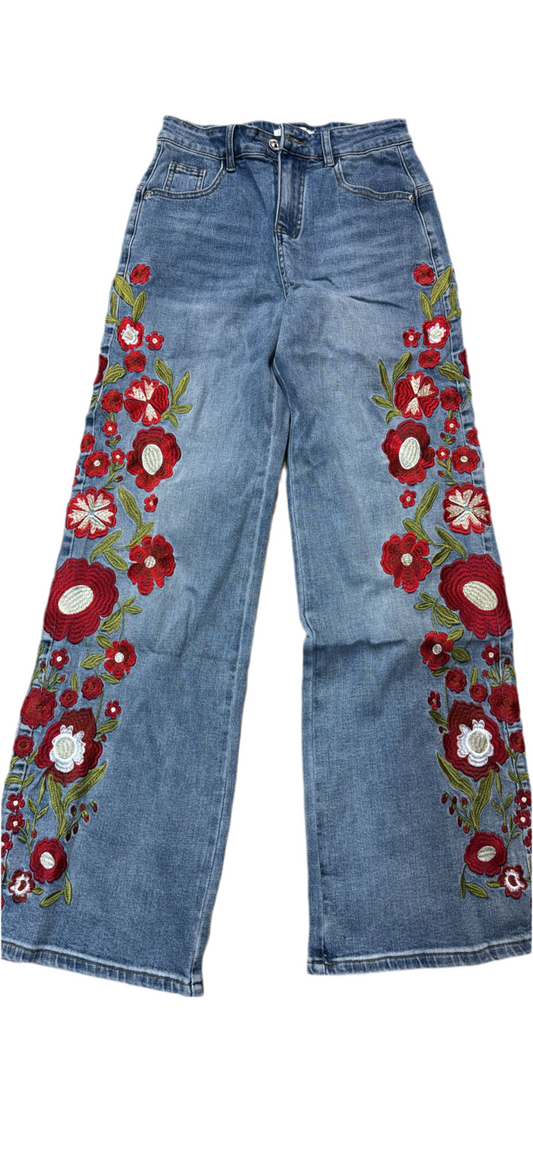 Flower embroidery Jean