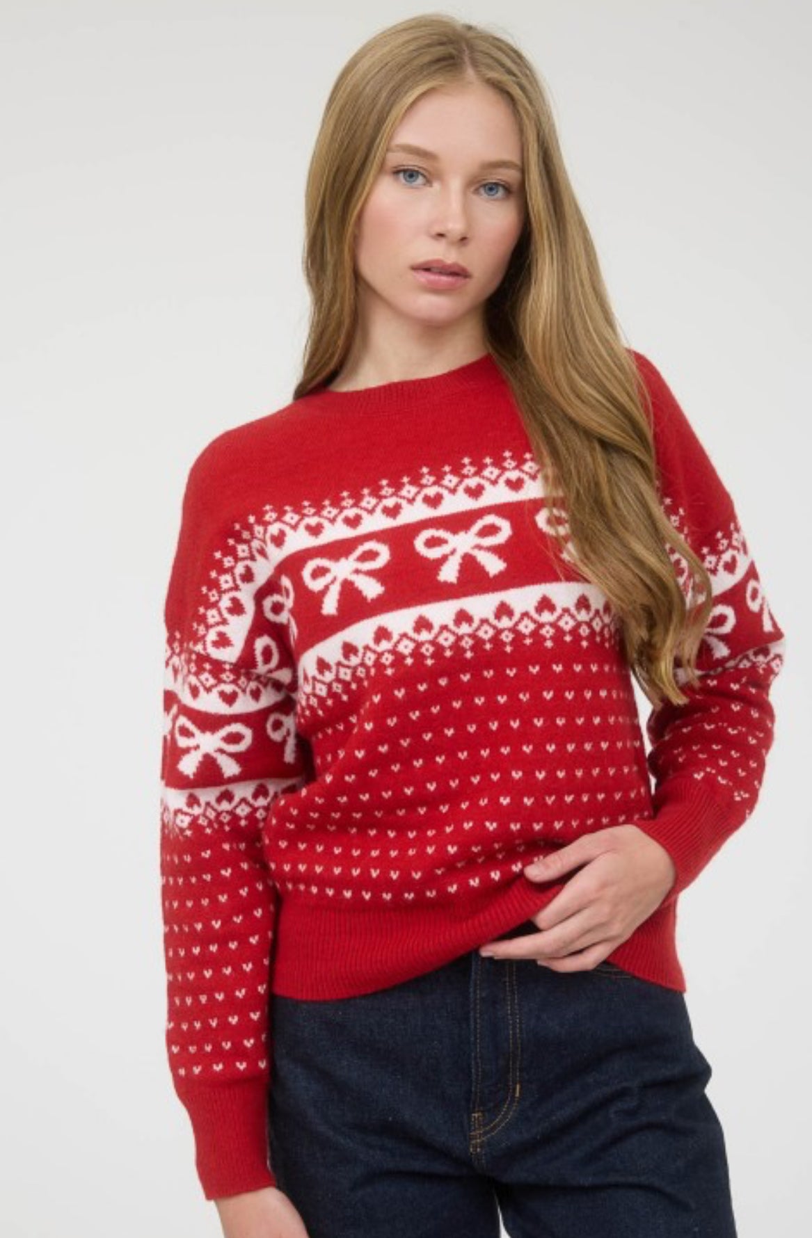 Red flare sweater