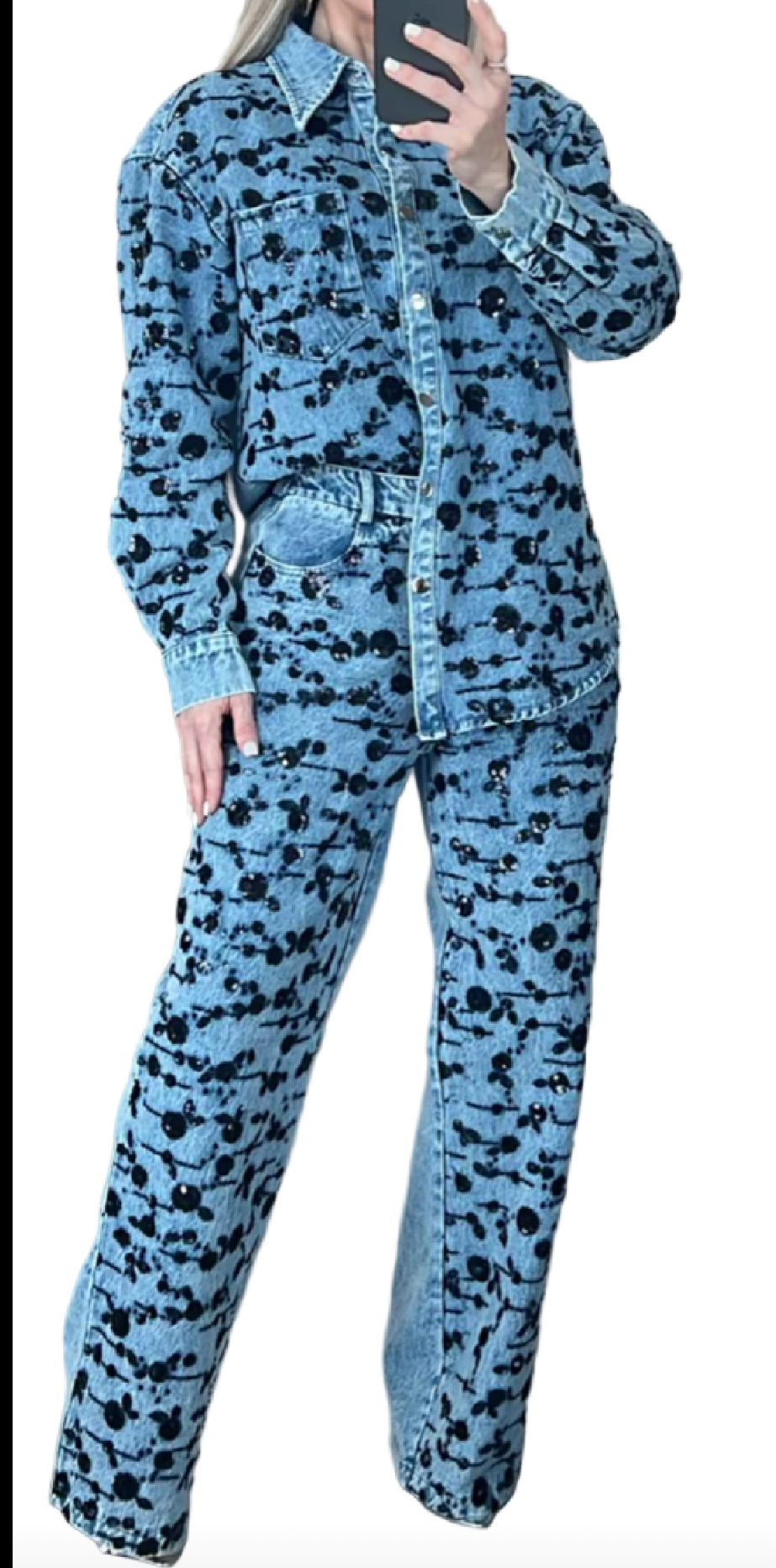 Rosa black denim set