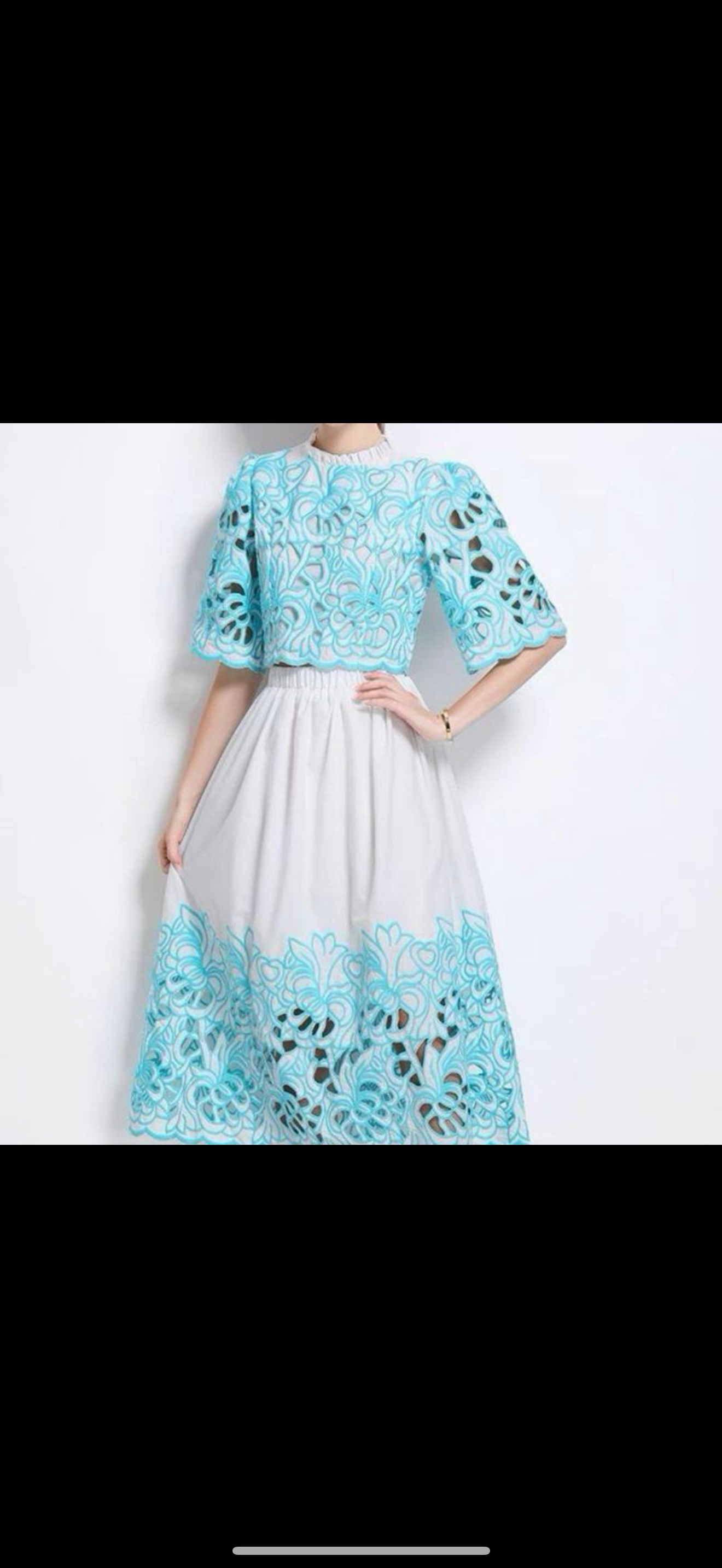 Cindy blue skirt set