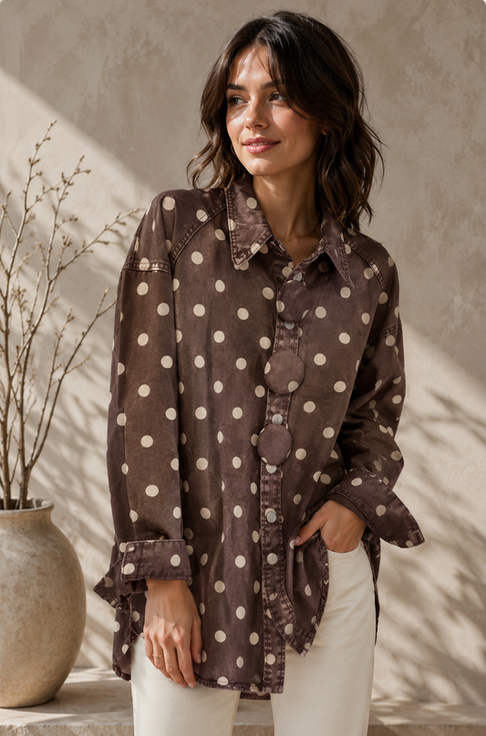 Denim polka dot
