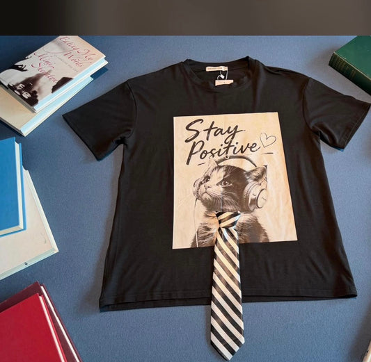 Cat tie shirt