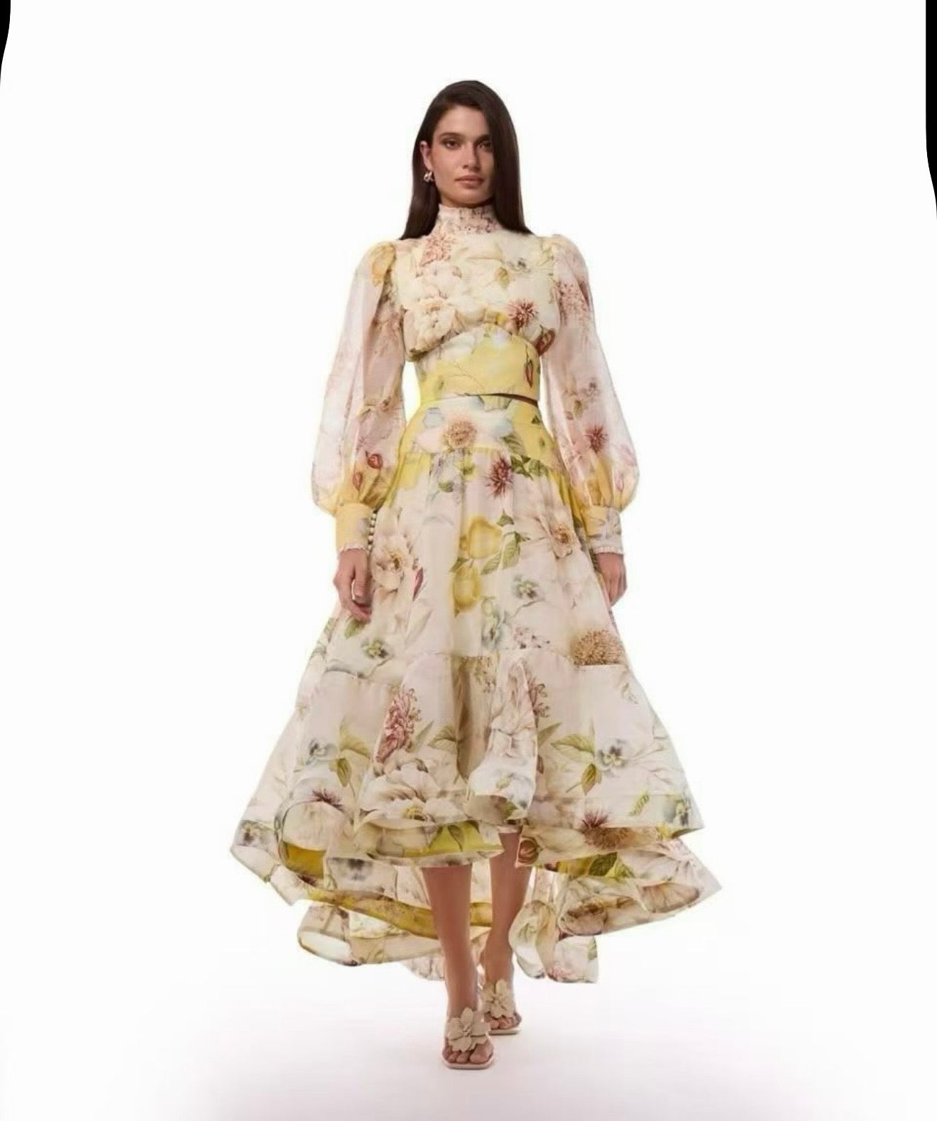 Yellow flower skirt set
