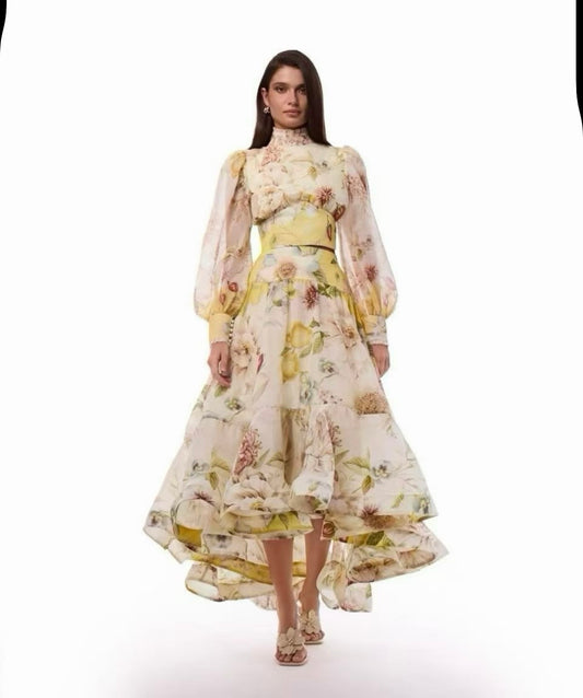 Yellow flower skirt set