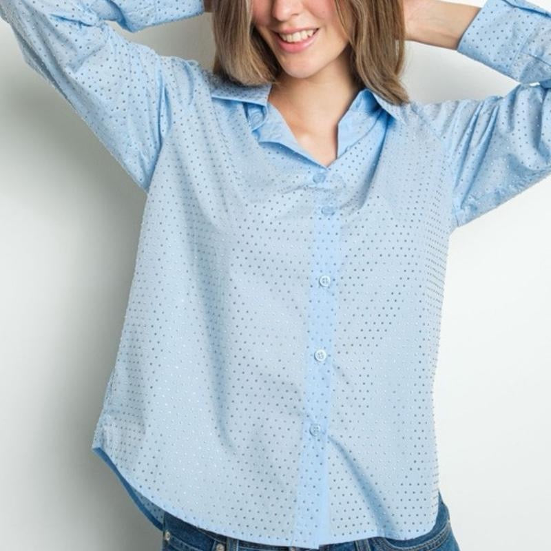 Blue rhinestone blouse