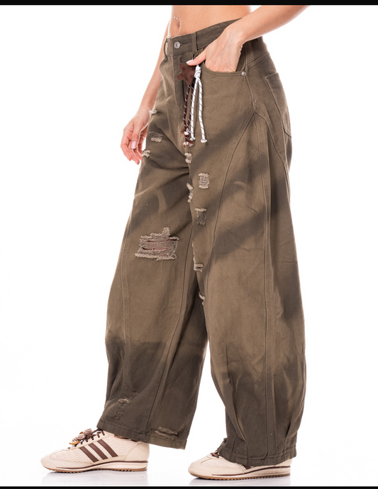 Brown barrel jeans