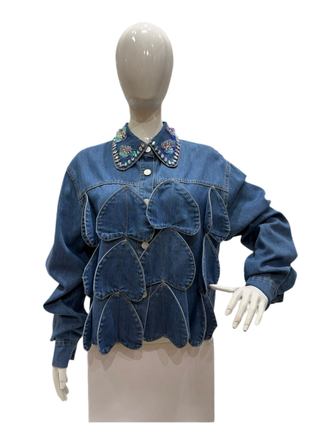 Denim heart blouse