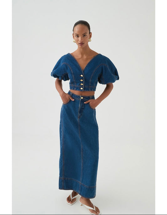 Denim skirt set
