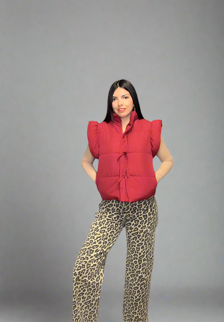Cherry red puffer Vest