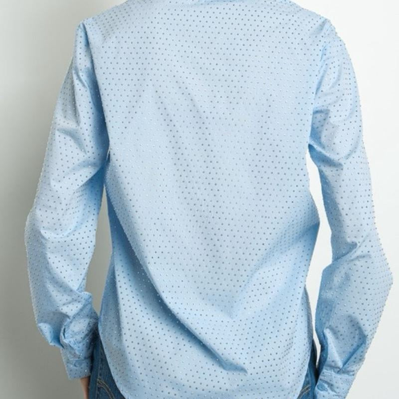 Blue rhinestone blouse