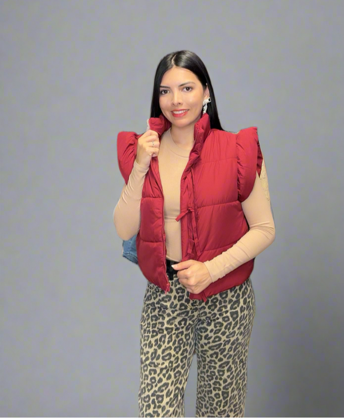 Cherry red puffer Vest