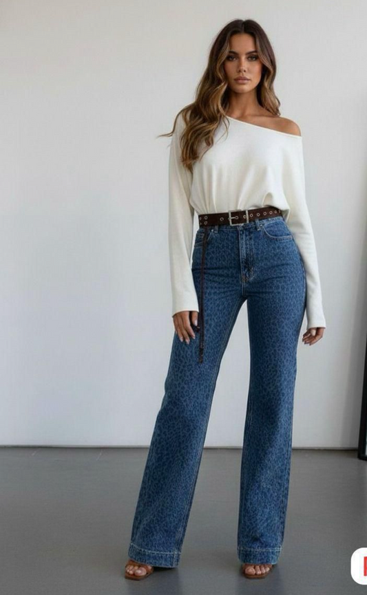 Animal print jeans