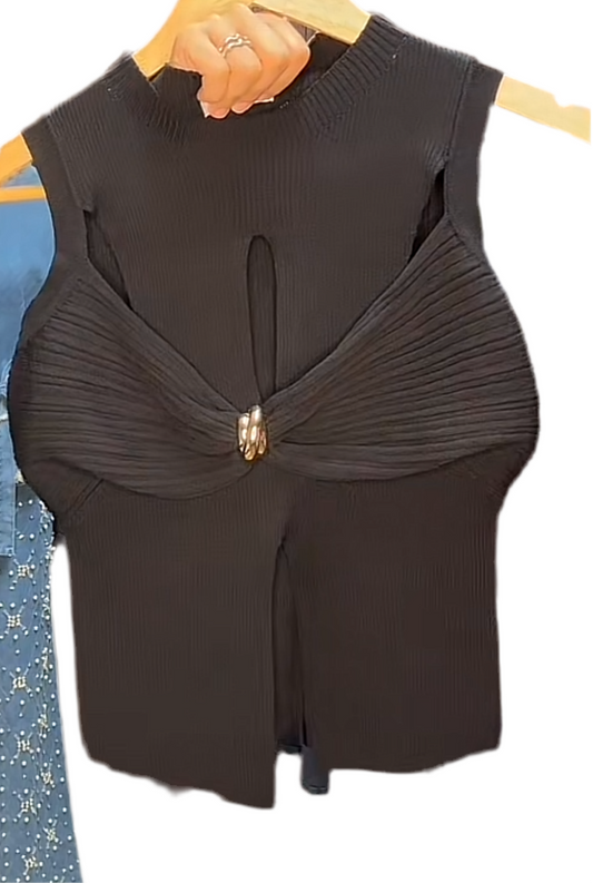 Gold button top
