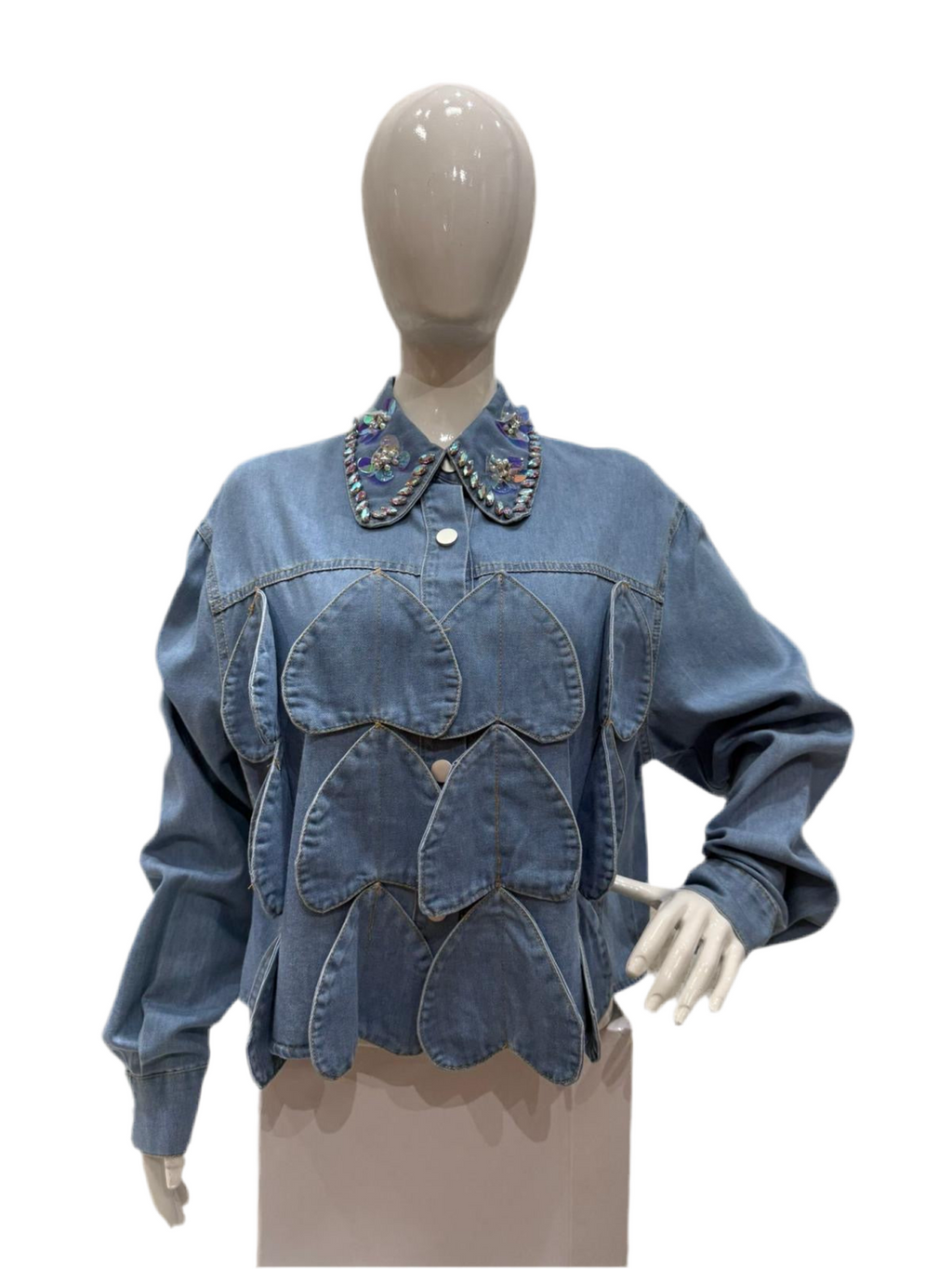 Denim heart blouse