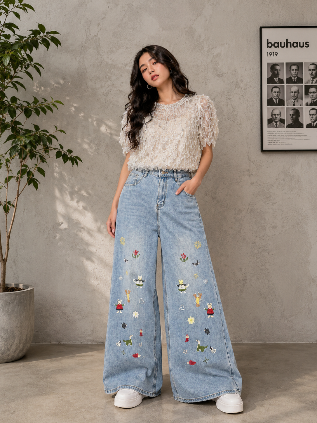 Embroidery jean