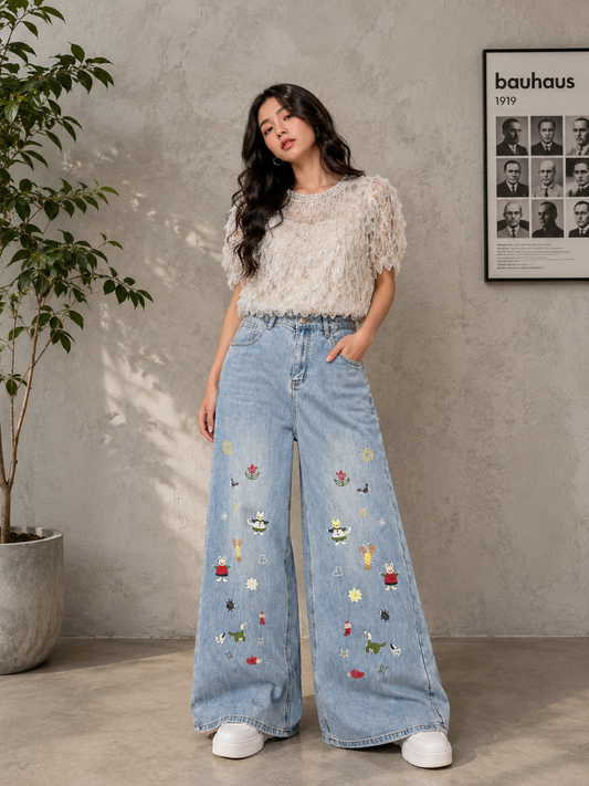 Embroidery jean
