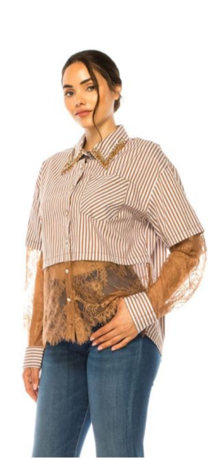 Brown lace blouse