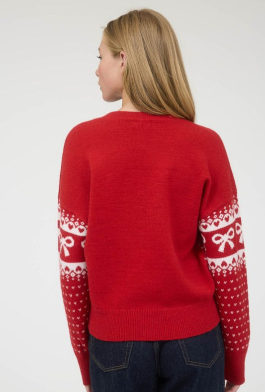 Red flare sweater
