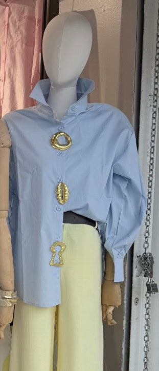 Blue button blouse