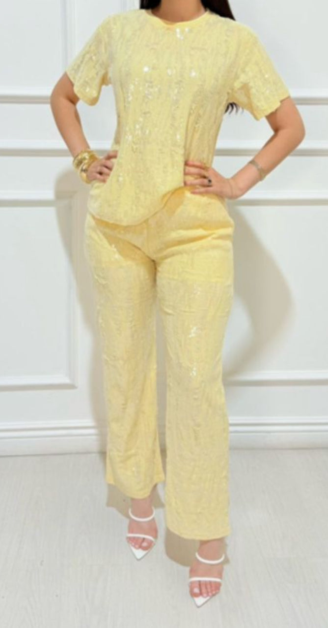 Yellow sequin set