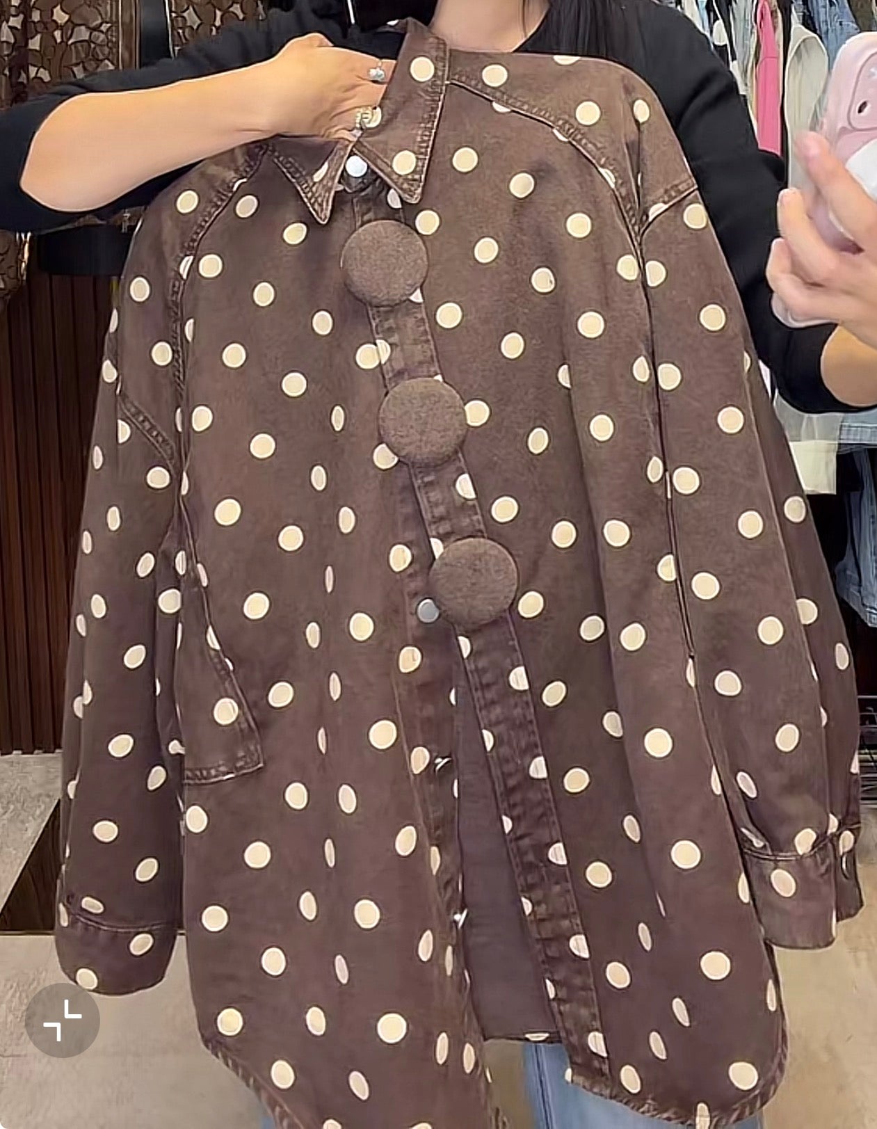 Denim polka dot