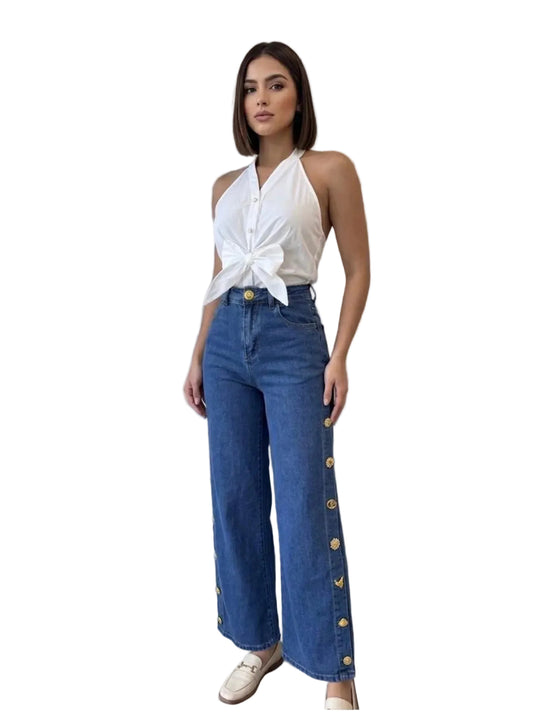 Gold button Jeans