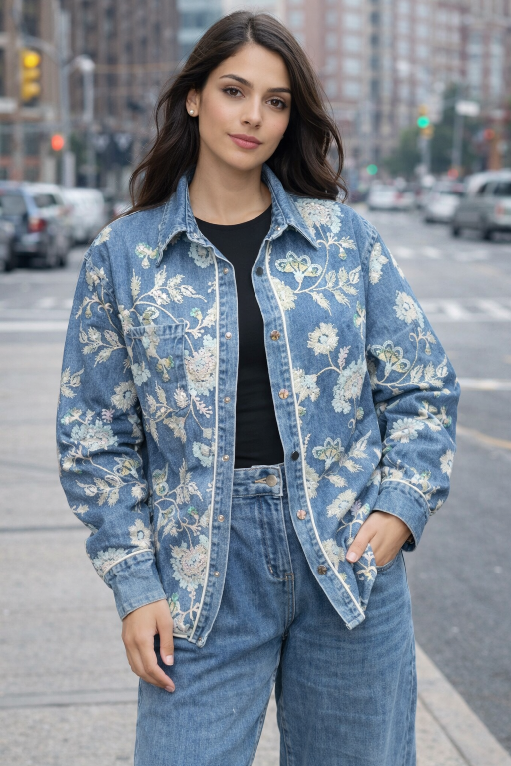 Sequin denim jacket