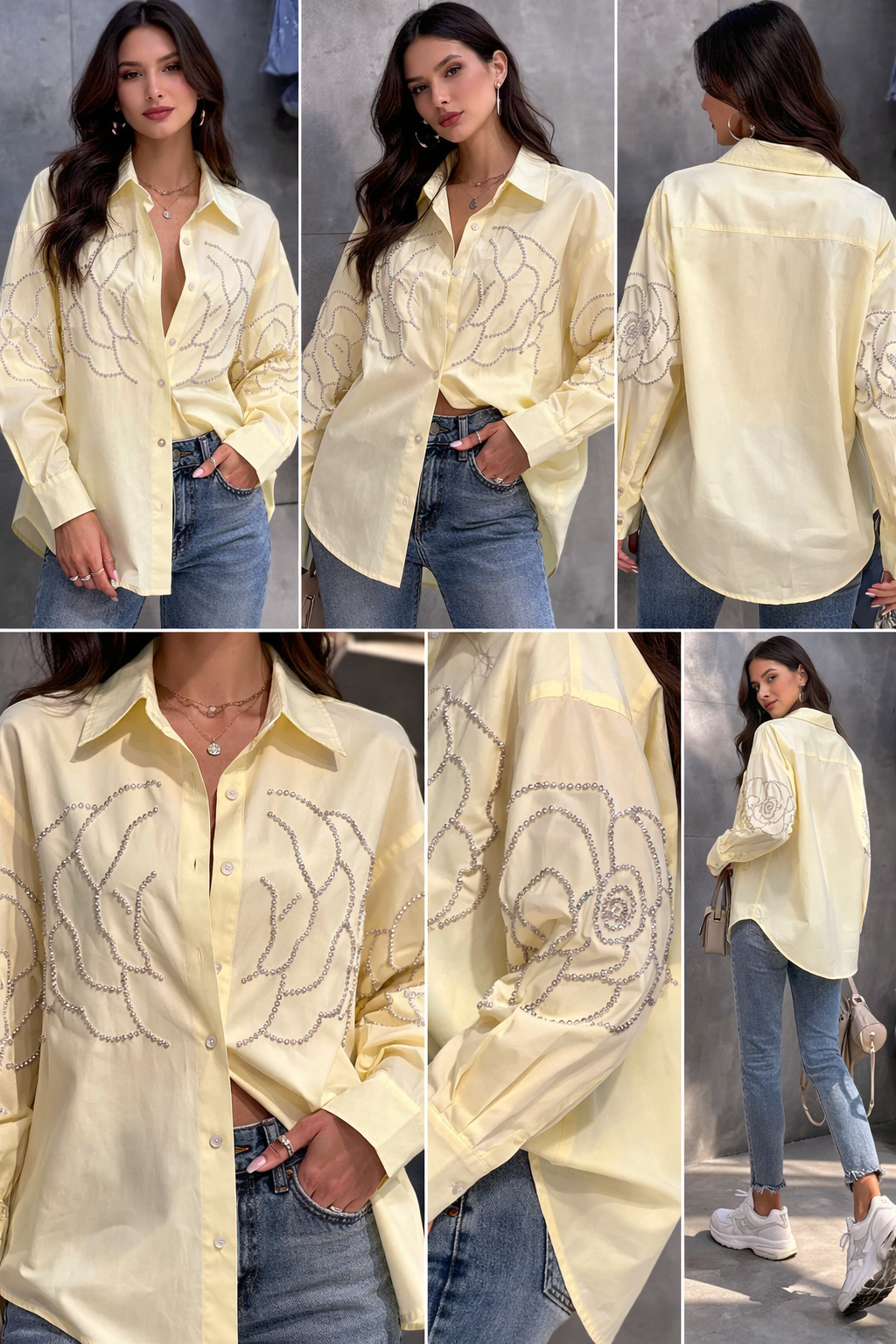 Yellow pearl blouse