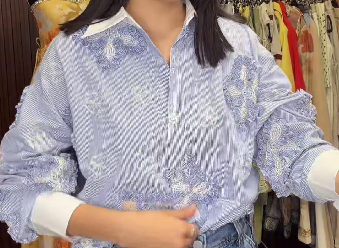 Butterfly embroidery blouse