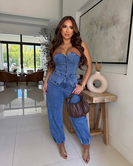 Denim pants set