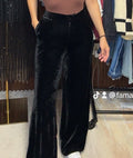 Black velvet pants
